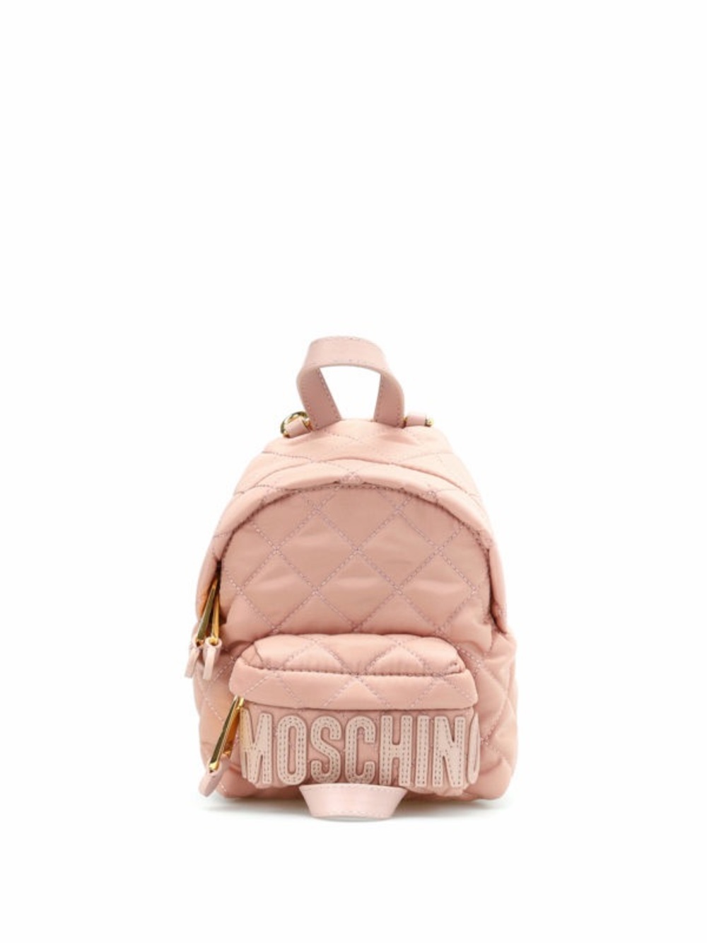 Moschino Blush Quilted Mini Backpack with Embossed Logo